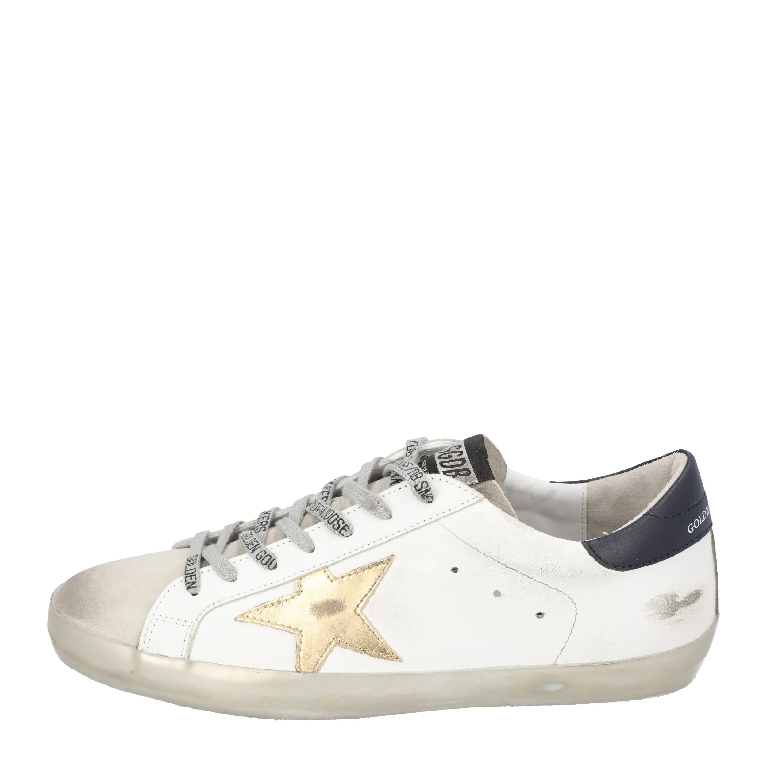 Golden Goose white/gold Superstar low top leather sneakers
