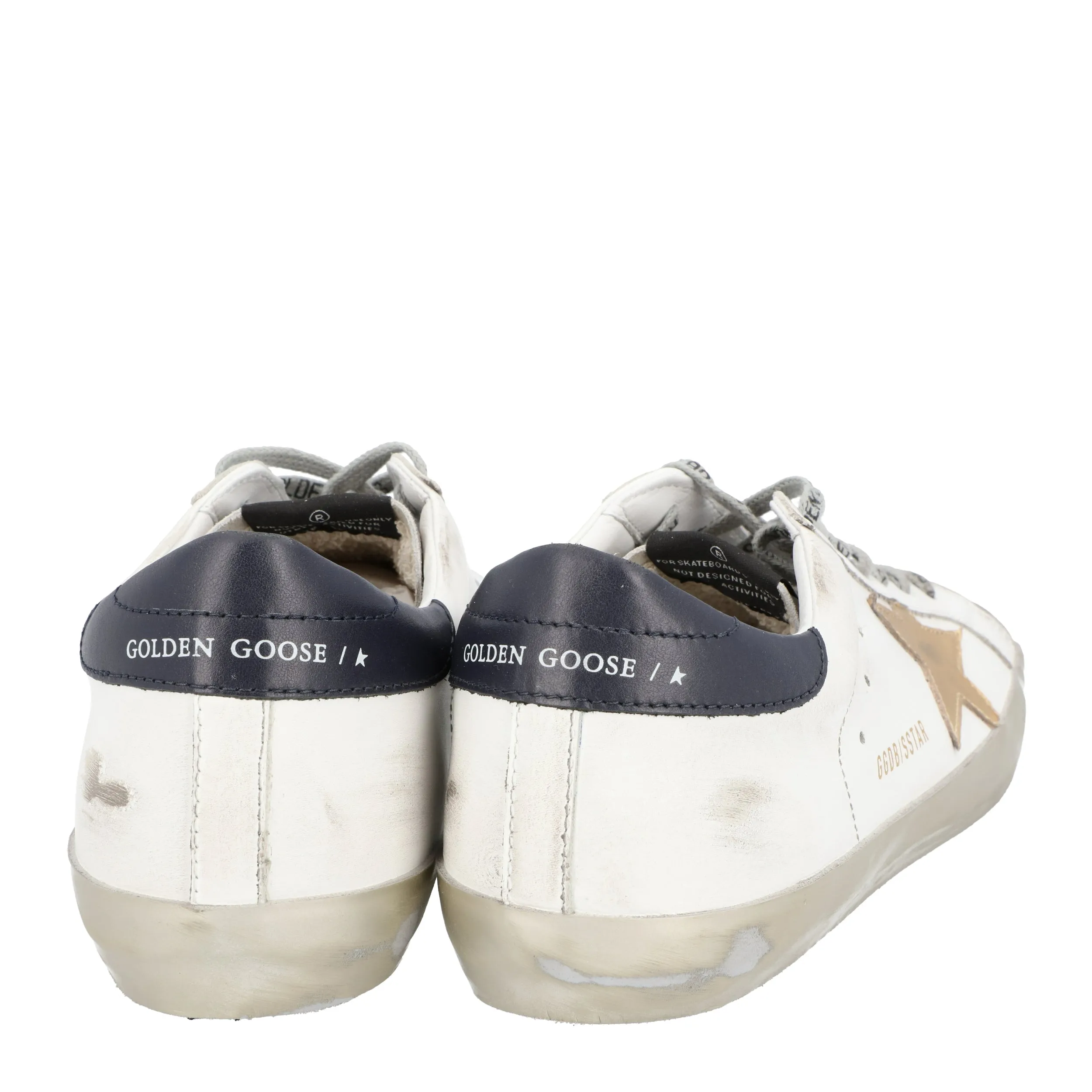 Golden Goose white/gold Superstar low top leather sneakers