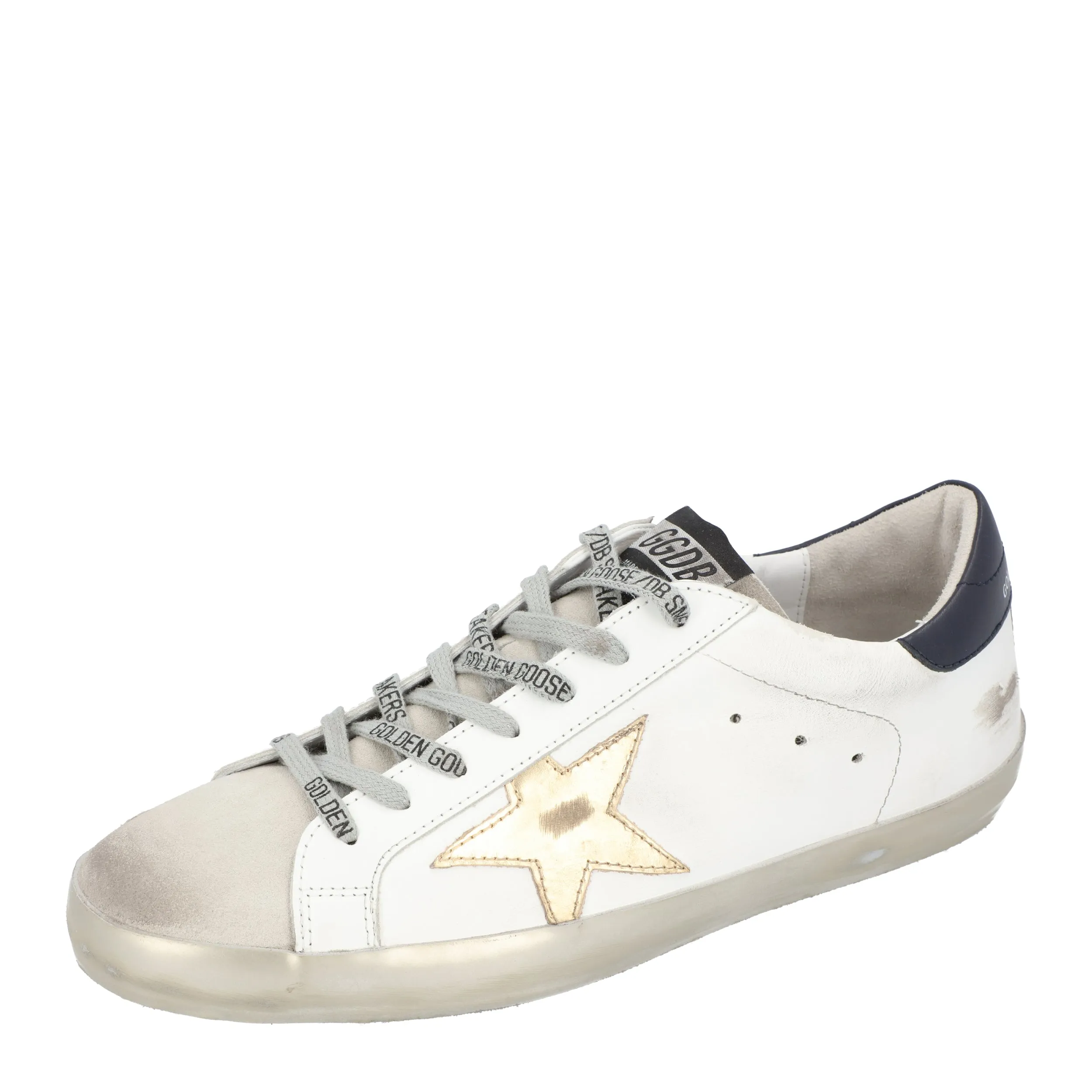 Golden Goose white/gold Superstar low top leather sneakers