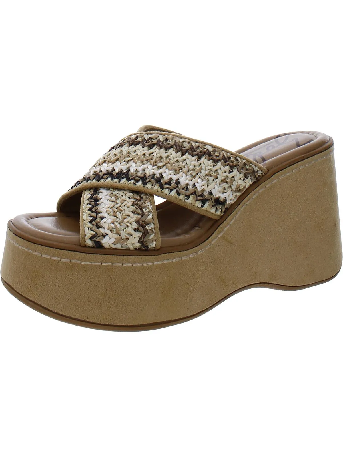 Nessa-Raffia Womens Faux Suede D Platform Sandals