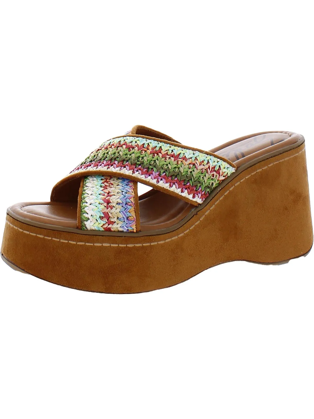 Nessa-Raffia Womens Faux Suede D Platform Sandals