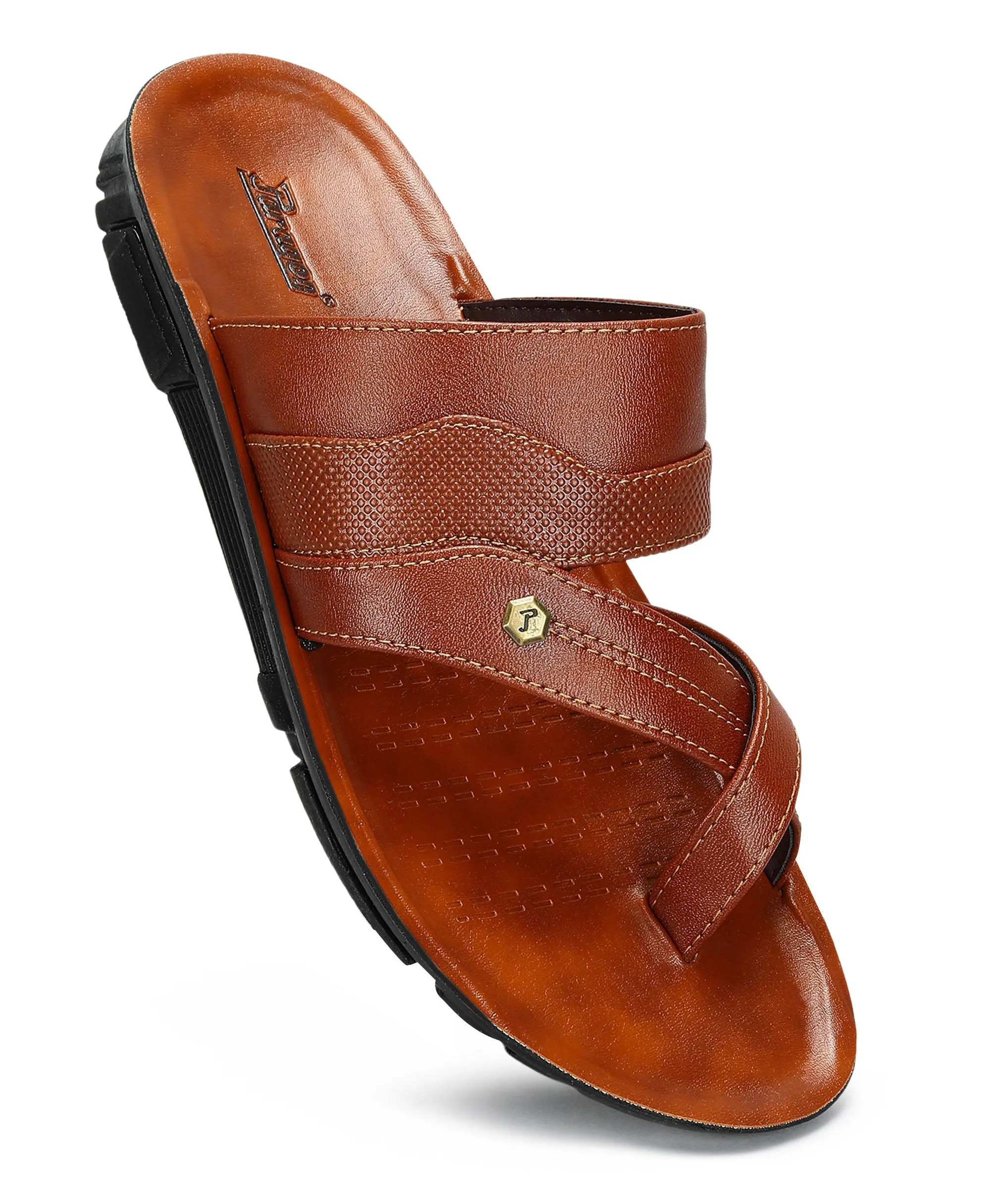 Paragon Men's Slip-on Tan Sandals for Men | Comfortable Sole & Durable