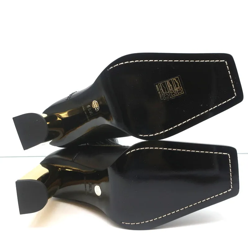 Proenza Schouler Gold Heel Chelsea Boots Black Leather Size 36.5 NEW