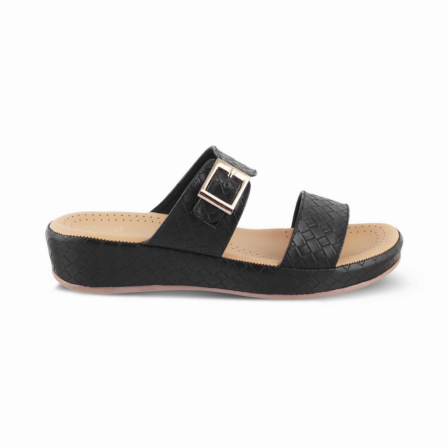 Tresmode Agros Black Women's Casual Platform Flats