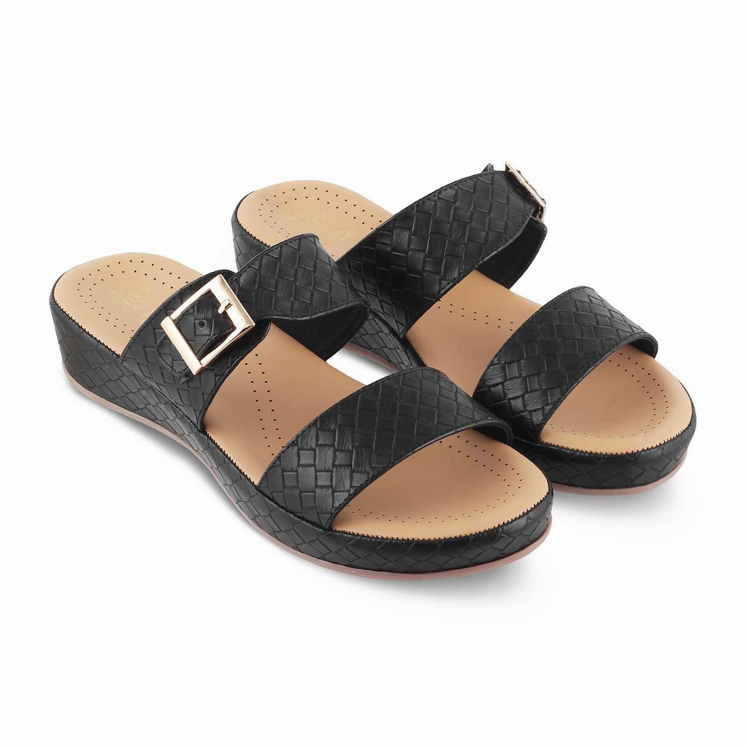 Tresmode Agros Black Women's Casual Platform Flats