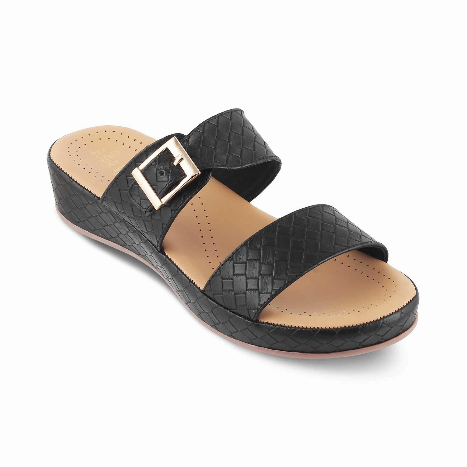 Tresmode Agros Black Women's Casual Platform Flats