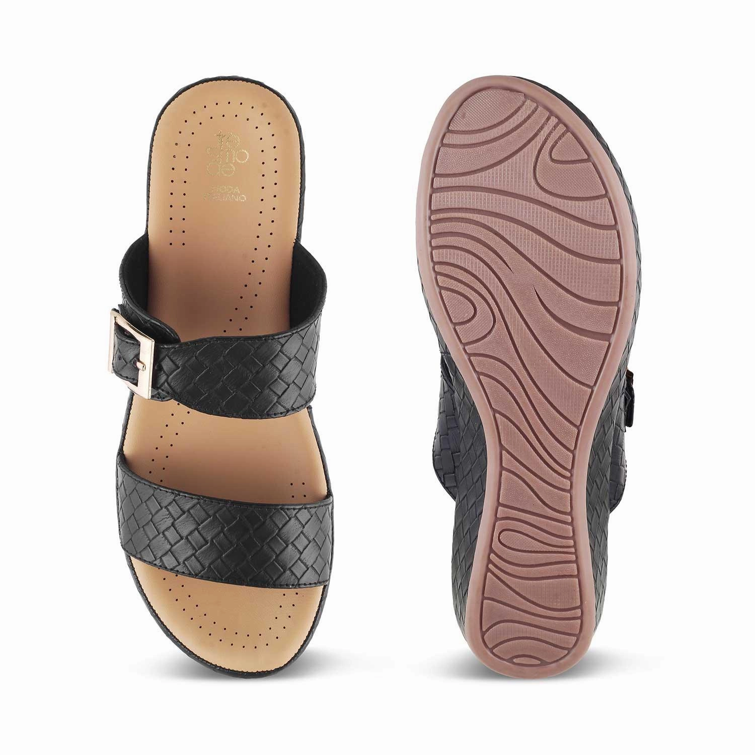 Tresmode Agros Black Women's Casual Platform Flats