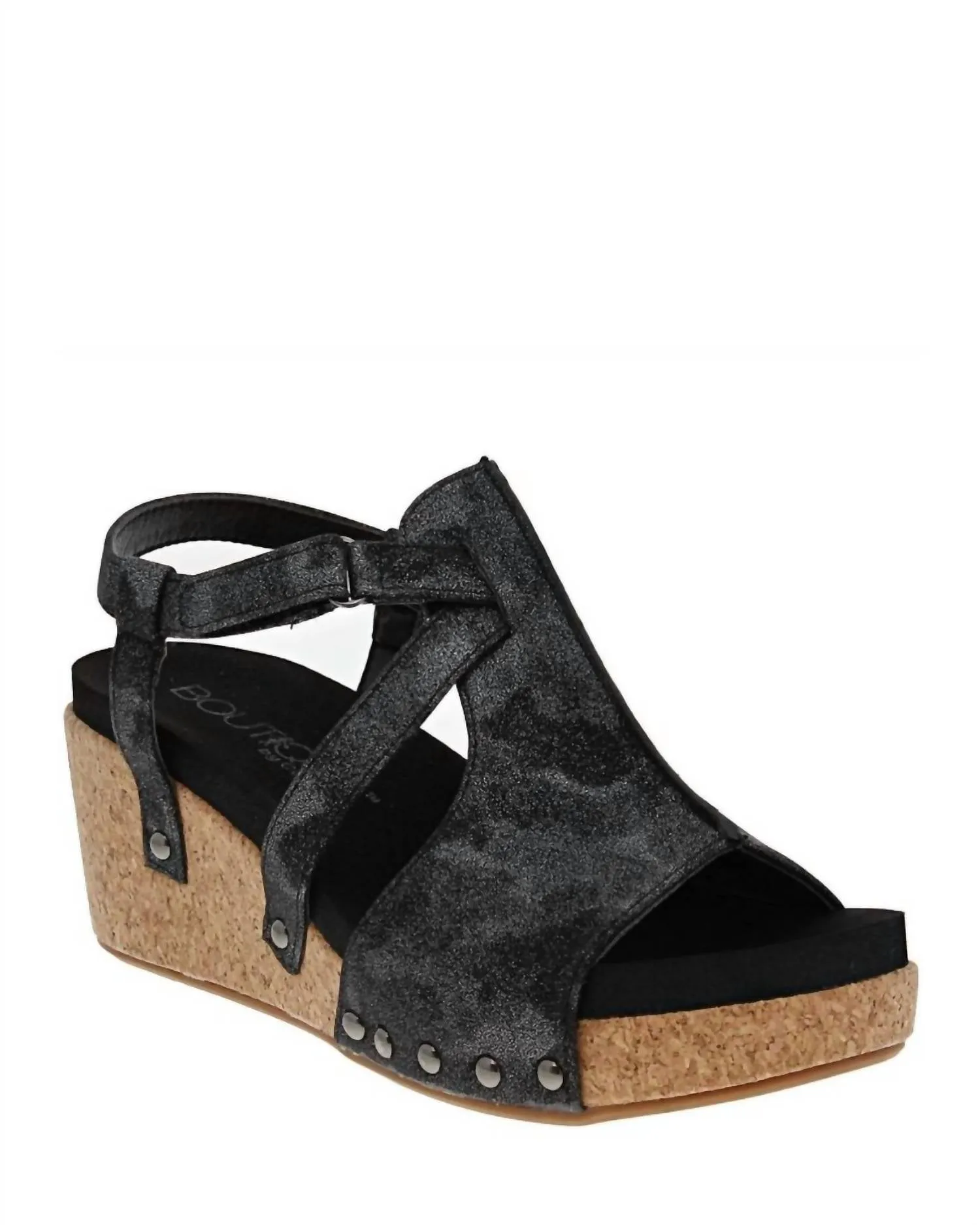 Women's Seltzer Wedge Sandals In Black Metallic